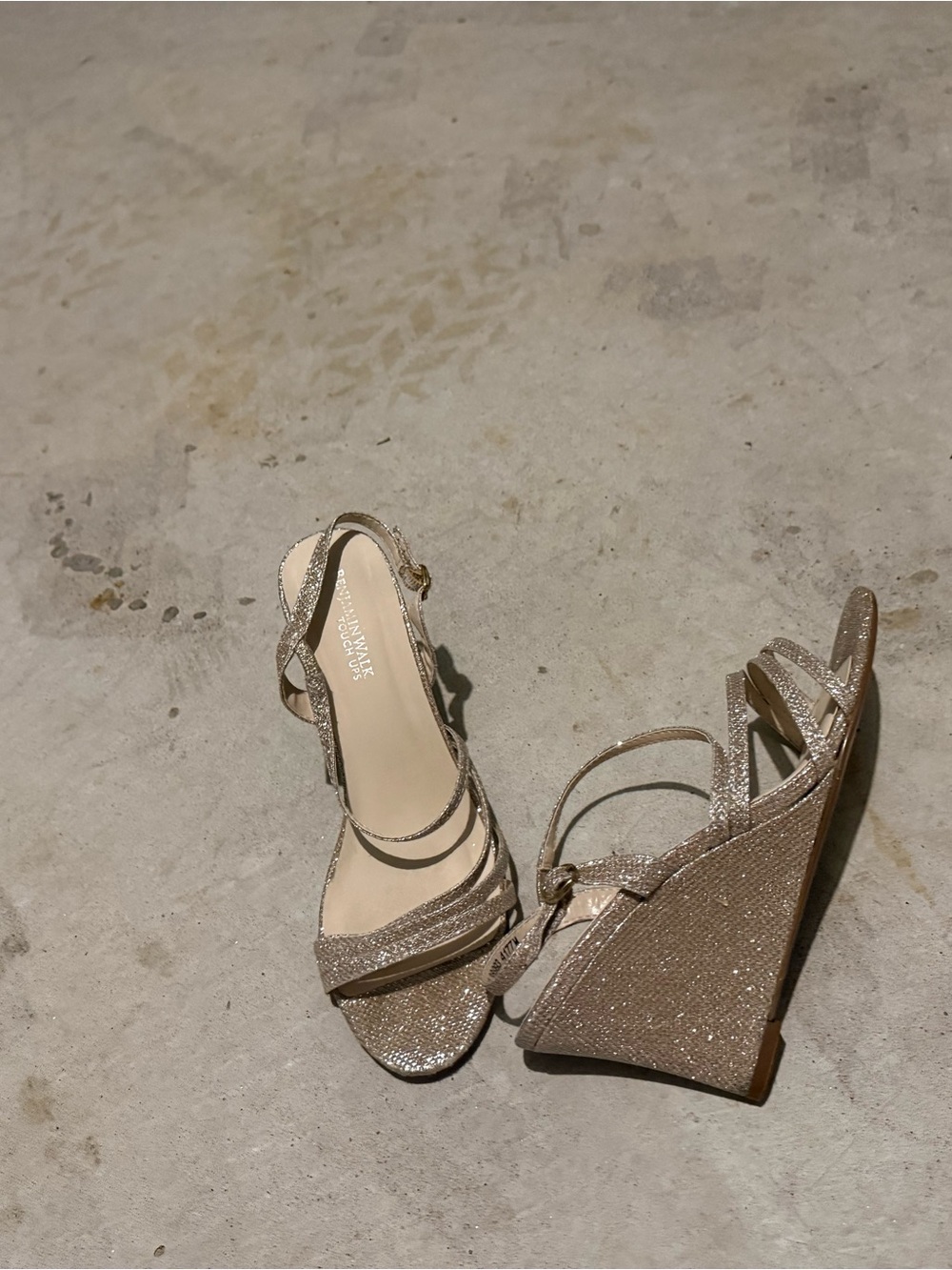 Benjamin walk Glittery Gold-Strap Wedges